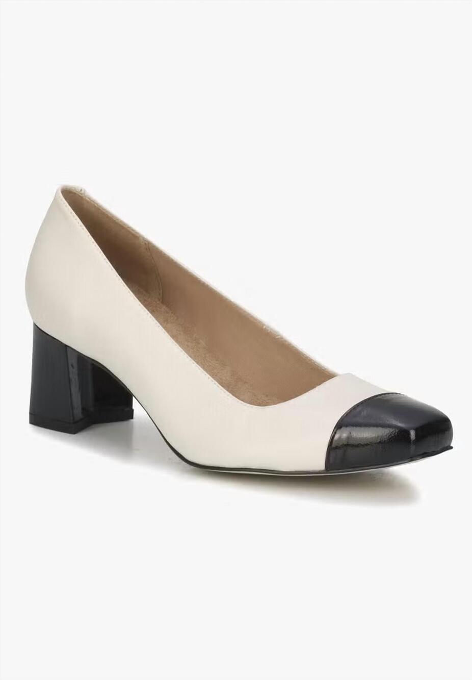 NEW ROS HOMMERSON women's mira pumps in ivory cashmere black cap toe